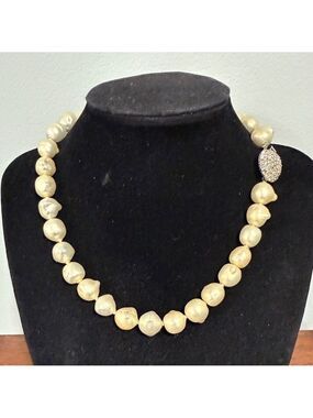Les Bernard Champagne Faux Baroque Large Pearl Necklace